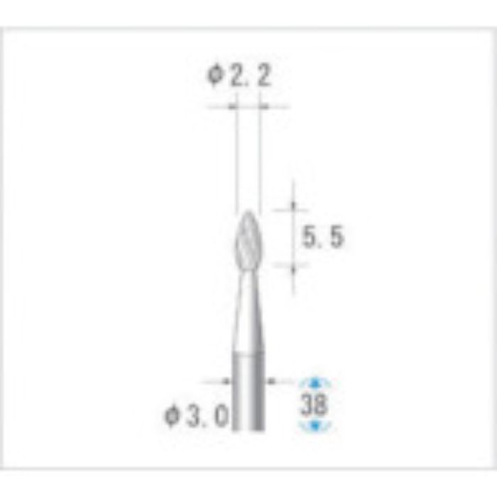 ナカニシ 超硬カッター 雫(ダブルカット) 刃径2.2mm 刃長5.5mm(Tcode:4763416)