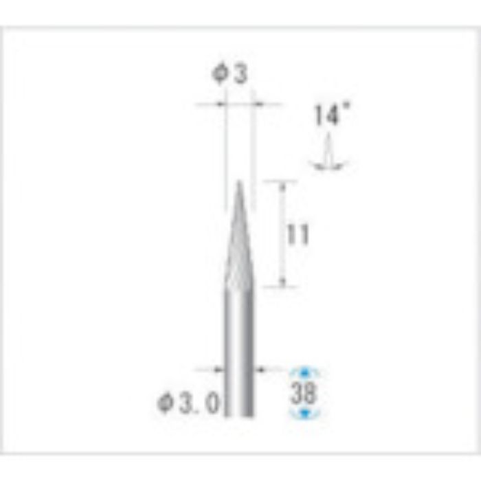 ナカニシ 超硬カッター テーパー(シングルカット) 刃径3mm 刃長11mm(Tcode:4763505)
