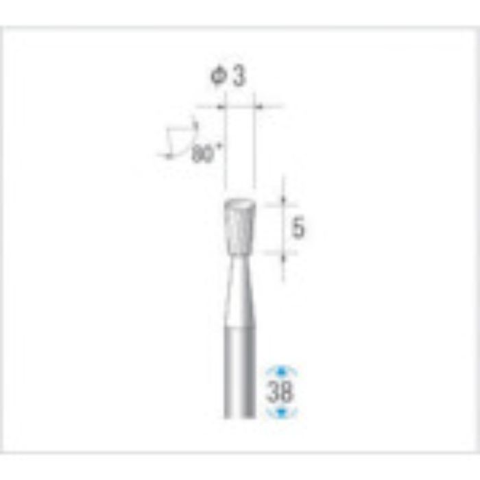 ナカニシ 超硬カッター 逆テーパー(シングルカット) 刃径3mm 刃長5mm(Tcode:4763530)