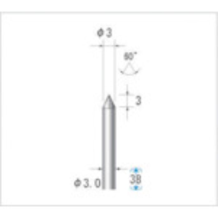 ナカニシ 超硬カッター テーパー(シングルカット) 刃径3mm 刃長2.5mm(Tcode:4763564)