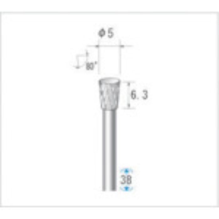 ナカニシ 超硬カッター 逆テーパー(ダブルカット) 刃径5mm 刃長6.3mm(Tcode:4763734)