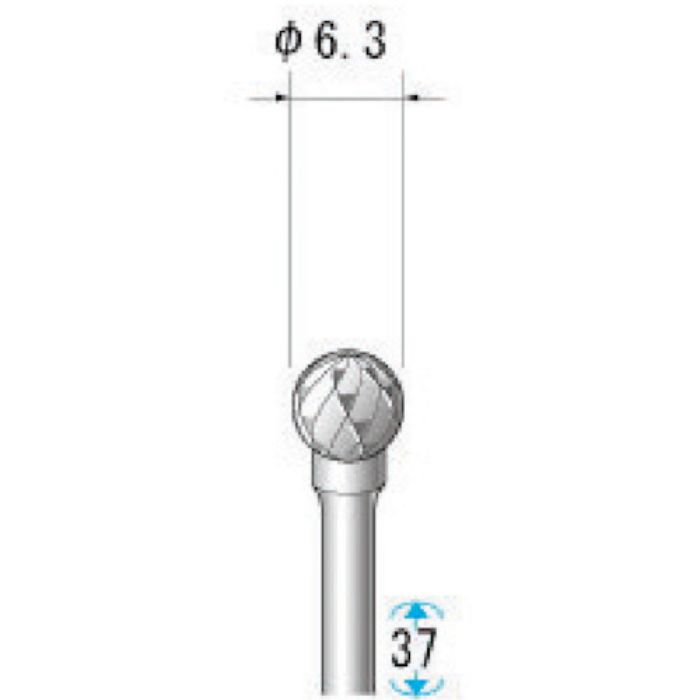 ナカニシ 超硬アロイカッター 球(ロー付) 刃径6.3mm 刃長5.0mm(Tcode:2974266)