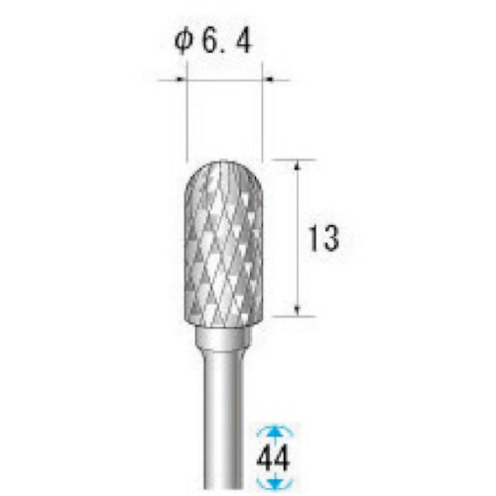 ナカニシ 超硬アロイカッター 円筒先丸(ロー付)刃径6.3mm 刃長12.7mm(Tcode:2974282)