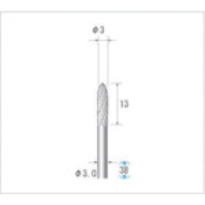 ナカニシ 超硬カッター 砲弾(ダブルカット) 刃径3mm 刃長12.7mm(Tcode:4763874)