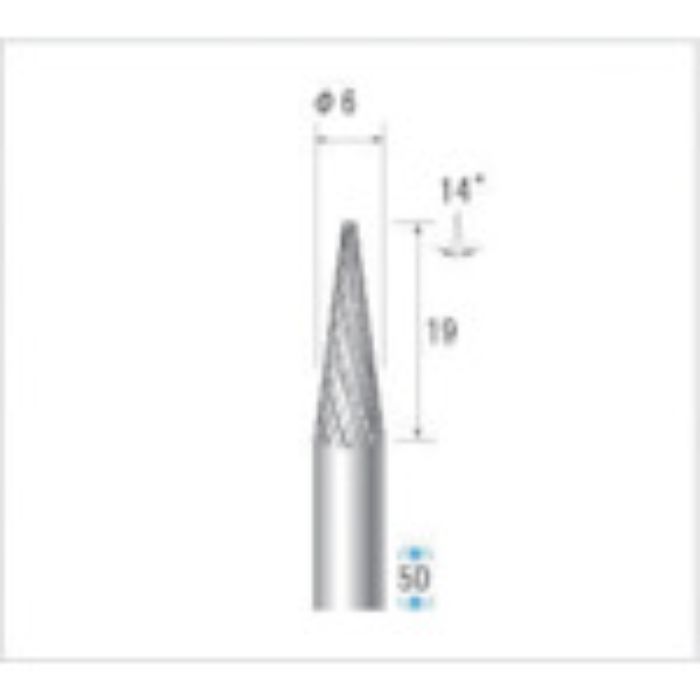 ナカニシ 超硬カッター テーパー(ダブルカット) 刃径6mm 刃長19mm(Tcode:4764102)