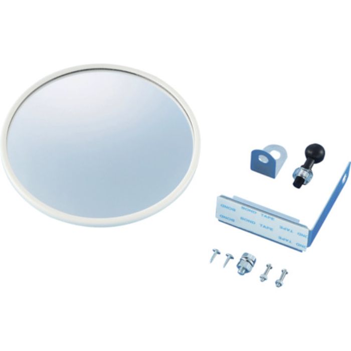 緑十字 小型カーブミラー(マグネットタイプ) 白 壁丸15W 147mmΦ 取付金具付(Tcode:1069396)