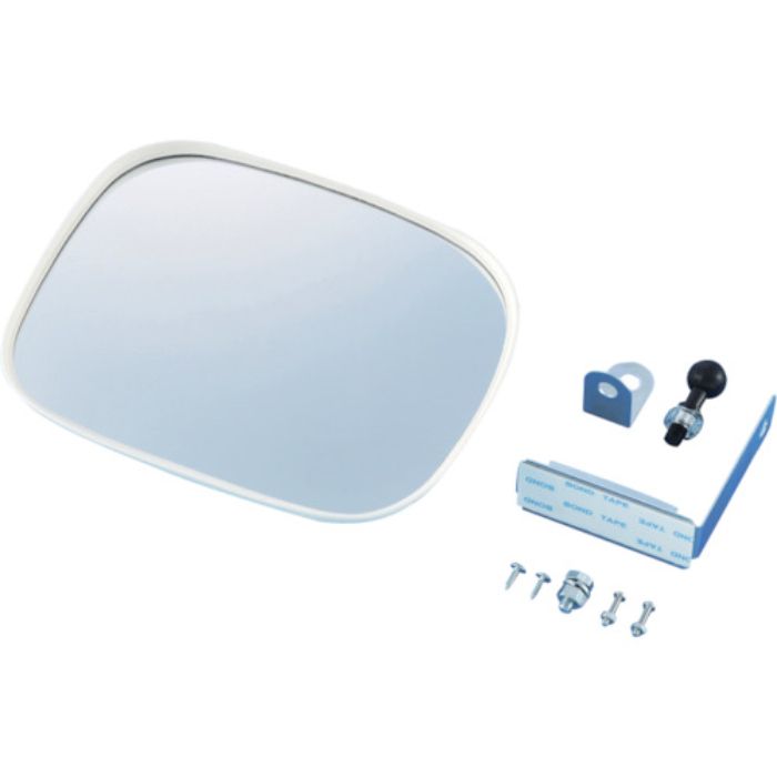 緑十字 小型カーブミラー(マグネットタイプ) 白 壁角15W 150×180mm 取付金具付(Tcode:1138687)