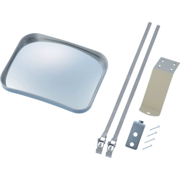 緑十字 小型カーブミラー グレー 壁角25S 190×240mm 取付金具付 ガラス製(Tcode:1064786)