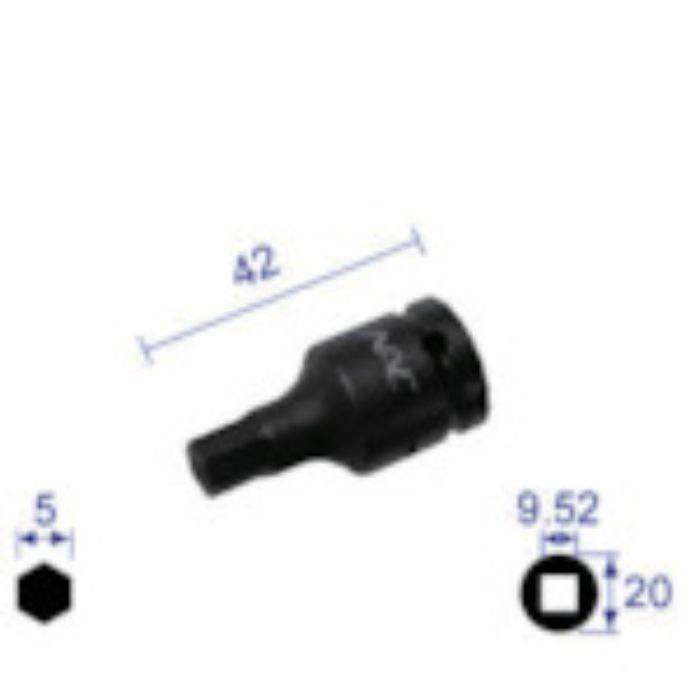ナック ヘキサゴンレンチソケット ショートタイプ 差込角9.52x対辺5mm(Tcode:2962578)