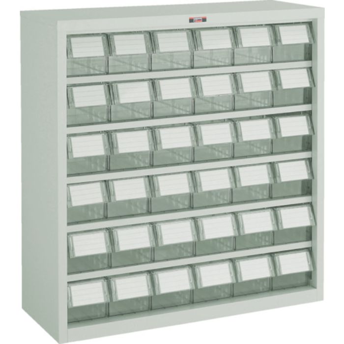 TRUSCO コンテナラックケース バンラックケース L型 透明引出小X36個 H880 透明(Tcode:3036740)