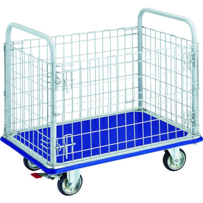TRUSCO プレス製台車 ドンキーカート 金網付 915×615 ストッパー付(Tcode:8688601)