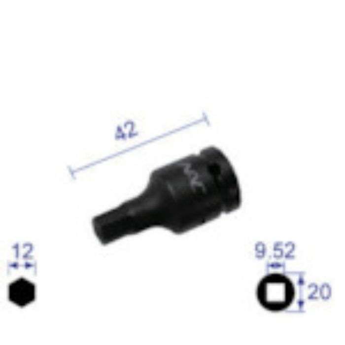 ナック ヘキサゴンレンチソケット ショートタイプ 差込角9.52x対辺12mm(Tcode:2962691)