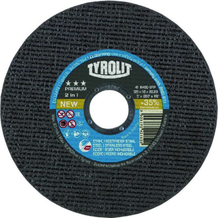 TYROLIT 切断砥石 プレミアムタイプ 125X1X22.23mm(Tcode:1953477)