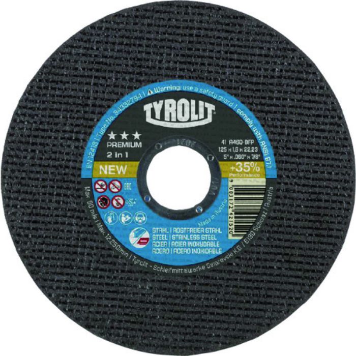 TYROLIT 切断砥石 プレミアムタイプ 125X1.6X22.23mm(Tcode:1953493)