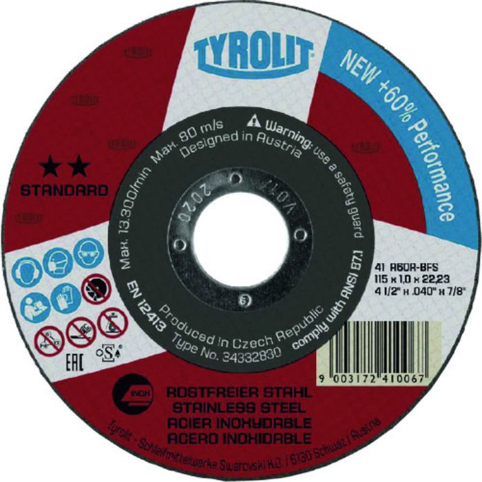 TYROLIT 切断砥石 スタンダードタイプ 125X1X22.23mm(Tcode:1953510)