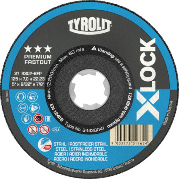 TYROLIT X-LOCK オフセット砥石 プレミアムタイプ 125mm(Tcode:3888275)
