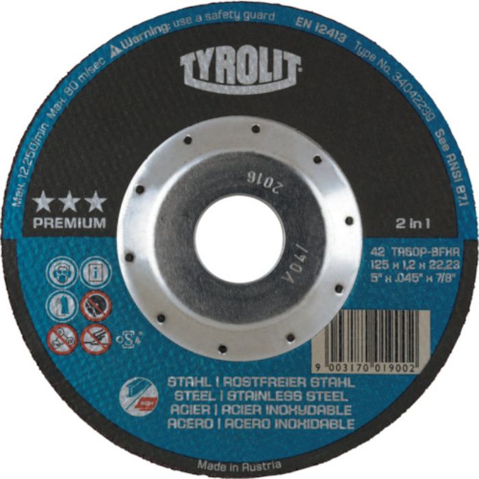 TYROLIT 切断砥石 ディープカット 125X1.2X22.23mm(Tcode:2445198)