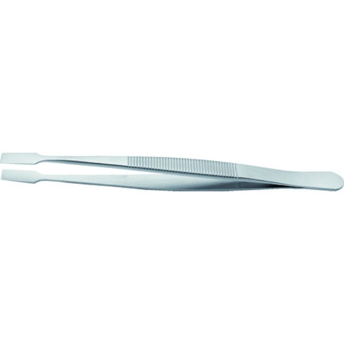 idealtek 耐酸耐磁ステンレスピンセット 120mm 先平型タイプ・ハンドルギザ付(Tcode:2069694)