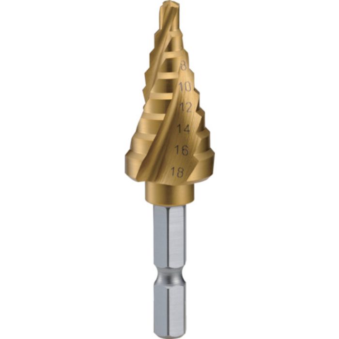 TRUSCO 六角軸ステップドリル 3枚刃チタンコーティング 4〜18mm(Tcode:3521214)