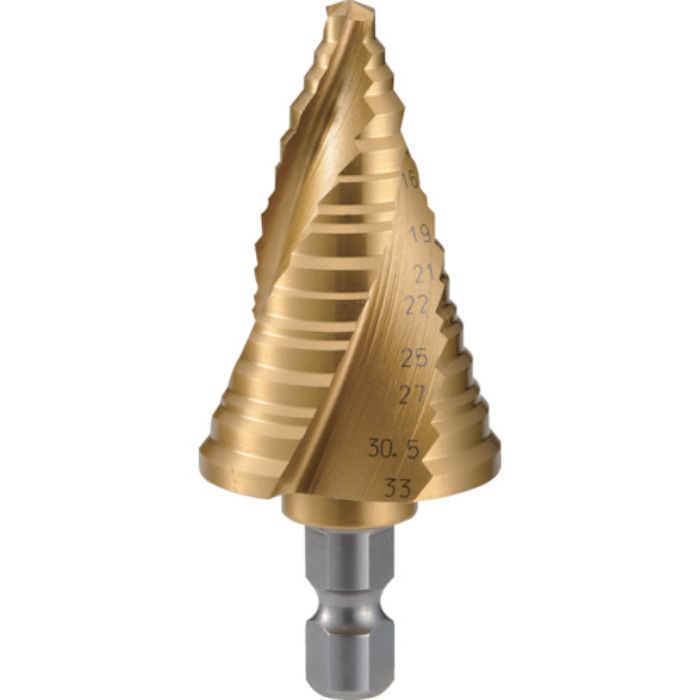 TRUSCO ステップドリル 3枚刃チタンコーティング 6〜33mm 段数11(Tcode:3521184)