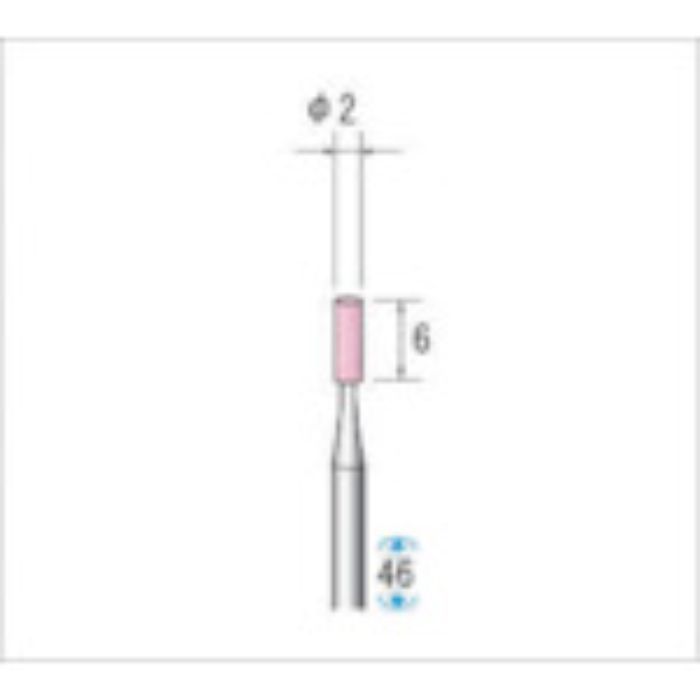 ナカニシ 軸付砥石(1Pk(袋)=10本入)粒度#80 ピンク 円筒 外径2mm(Tcode:4765184)