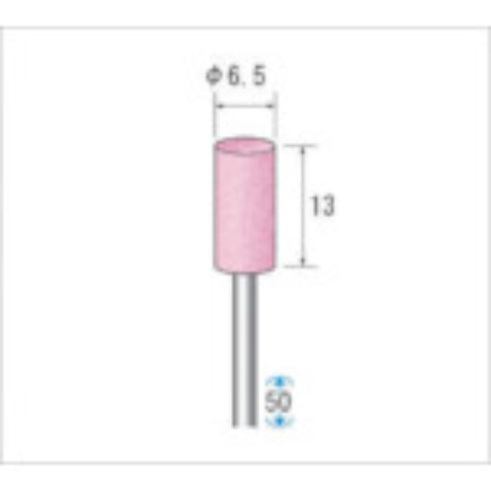 ナカニシ 軸付砥石(1Pk(袋)=10本)粒度80 ピンク 円筒 外径6.5mm(Tcode:4765214)
