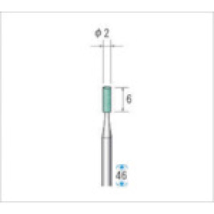 ナカニシ 軸付砥石(1Pk(袋)=10本)粒度100 グリーン 円筒 外径2mm(Tcode:4765354)