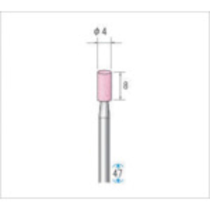 ナカニシ 軸付砥石(1Pk(袋)=10本入)粒度#60 ピンク 円筒 外径4mm(Tcode:4765401)