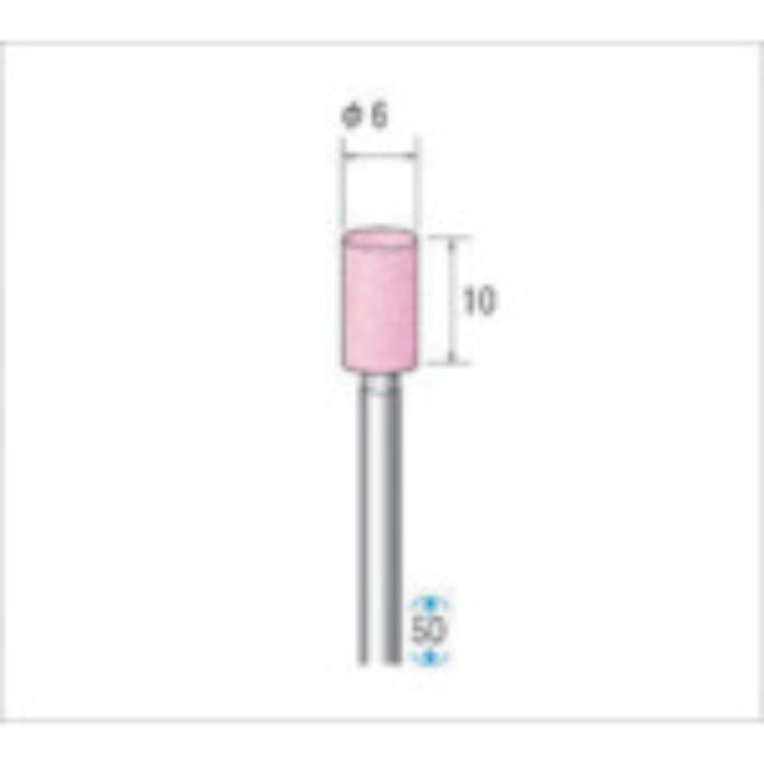 ナカニシ 軸付砥石(1Pk(袋)=10本入)粒度#60 ピンク 円筒 外径6mm(Tcode:4765427)
