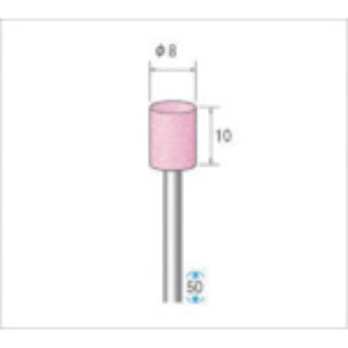 ナカニシ 軸付砥石(1Pk(袋)=10本入)粒度#60 ピンク 円筒 外径8mm(Tcode:4765435)