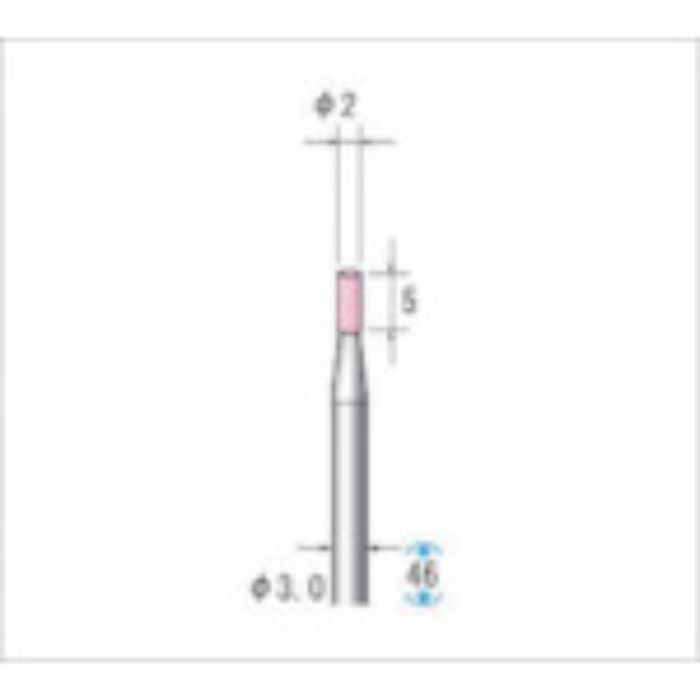 ナカニシ 軸付砥石(1Pk(袋)=10本入)粒度100 ピンク 円筒 外径2mm(Tcode:4765443)