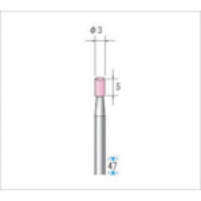 ナカニシ 軸付砥石(1Pk(袋)=10本入)粒度100 ピンク 円筒 外径3mm(Tcode:4765451)