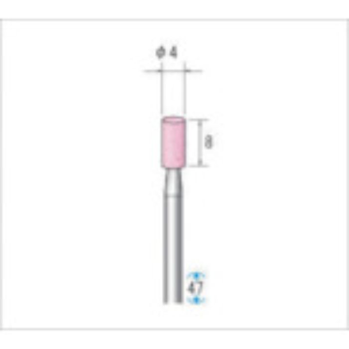 ナカニシ 軸付砥石(1Pk(袋)=10本入)粒度100 ピンク 円筒 外径4mm(Tcode:4765460)