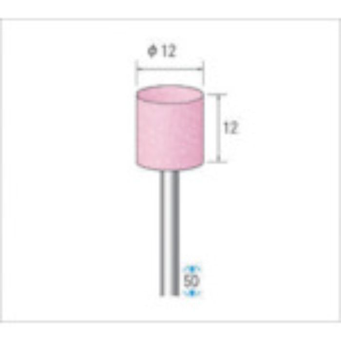 ナカニシ 軸付砥石(1Pk(袋)=10本)粒度100 ピンク 円筒 外径12mm(Tcode:4765508)