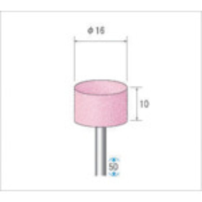 ナカニシ 軸付砥石(1Pk(袋)=10本入)粒度60 ピンク 円筒 外径16mm(Tcode:4765524)