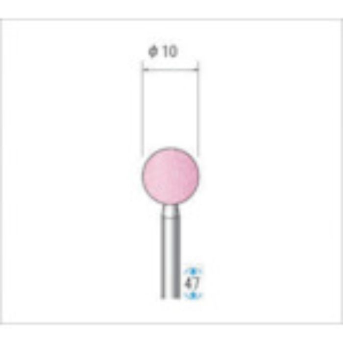 ナカニシ 軸付砥石(1Pk(袋)=10本入)粒度#60 ピンク 球 外径10mm(Tcode:4765541)