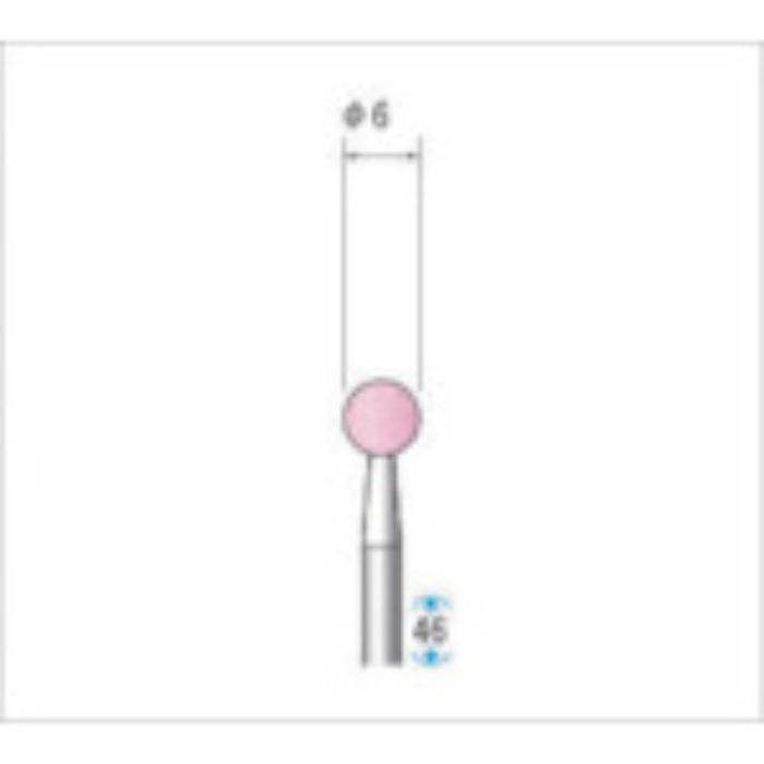 ナカニシ 軸付砥石(1Pk(袋)=10本入)粒度#100 ピンク 球 外径6mm(Tcode:4765591)