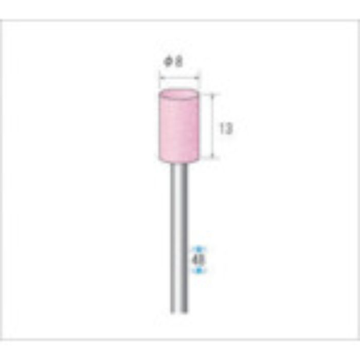 ナカニシ 軸付砥石(1Pk(袋)=10本)粒度#120 ピンク 円筒 外径8mm(Tcode:4765702)