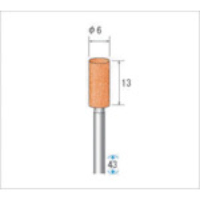 ナカニシ 軸付砥石(1Pk(袋)=10本入)粒度#60 レッド 円筒 外径6mm(Tcode:4765877)