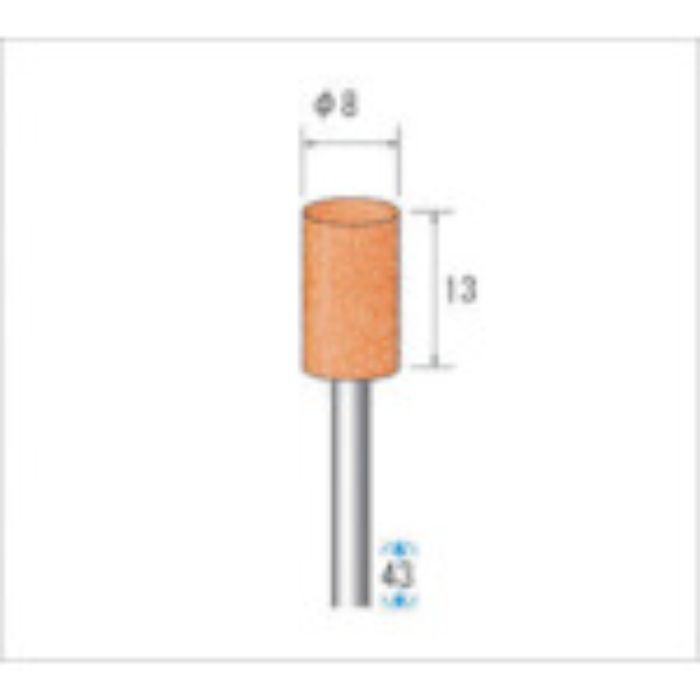ナカニシ 軸付砥石(1Pk(袋)=10本入)粒度#60 レッド 円筒 外径8mm(Tcode:4765885)