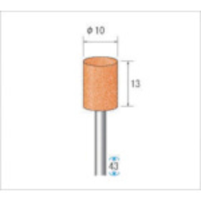 ナカニシ 軸付砥石(1Pk(袋)=10本)粒度#60 レッド 円筒 外径10mm(Tcode:4765893)