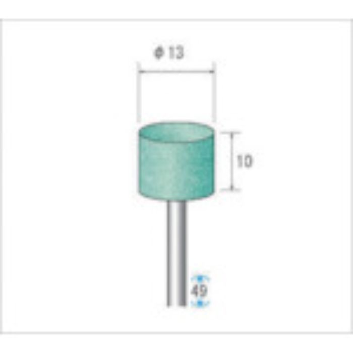 ナカニシ 軸付砥石(1Pk(袋)=10本)粒度60 グリーン 円筒 外径13mm(Tcode:4765982)