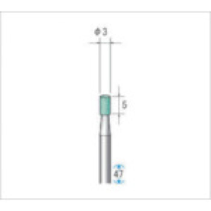 ナカニシ 軸付砥石(1Pk(袋)=10本)粒度100 グリーン 円筒 外径3mm(Tcode:4765991)