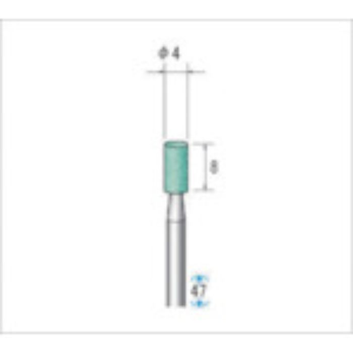 ナカニシ 軸付砥石(1Pk(袋)=10本)粒度100 グリーン 円筒 外径4mm(Tcode:4766008)