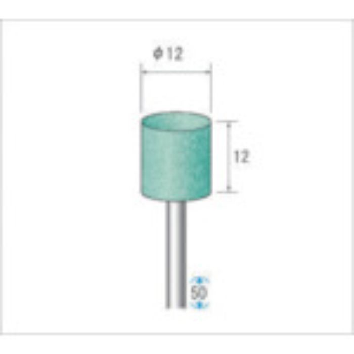 ナカニシ 軸付砥石(1Pk(袋)=10本)粒度#100 グリーン 円筒 外径12mm(Tcode:4766059)