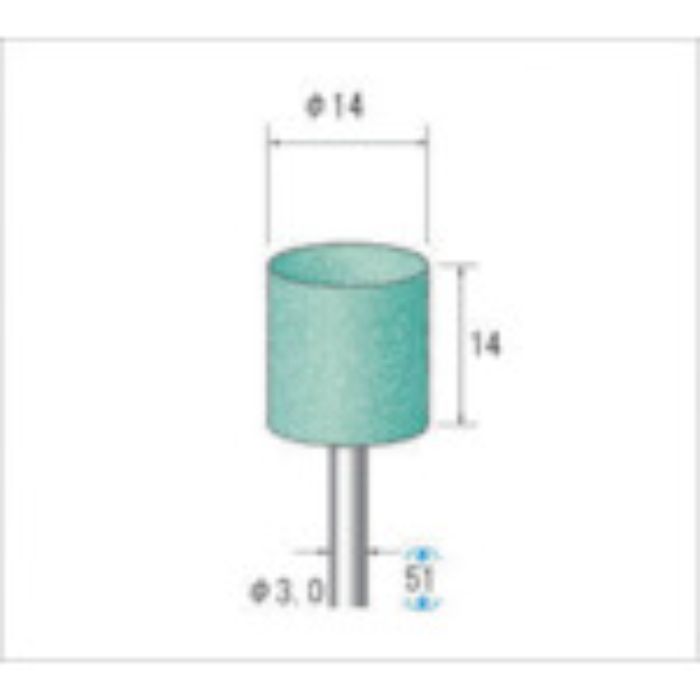 ナカニシ 軸付砥石(1Pk(袋)10本)粒度100 グリーン 円筒 外径14mm(Tcode:4766067)