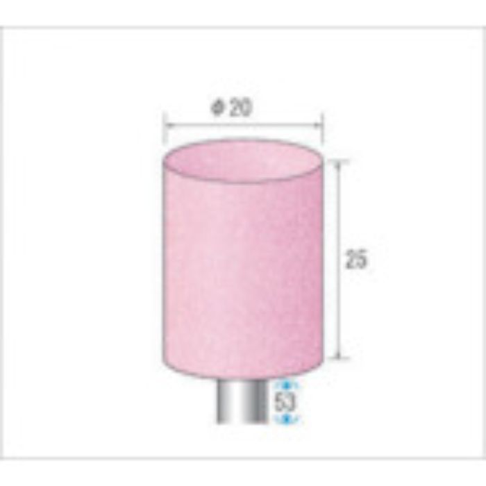 ナカニシ 軸付砥石(1Pk(袋)=10本入)粒度60 ピンク 円筒 外径20mm(Tcode:4766199)