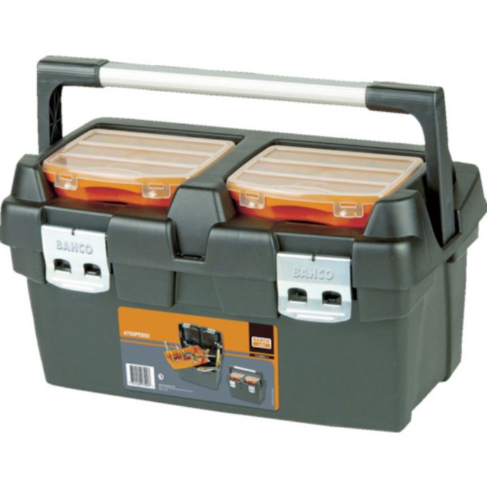 バーコ 樹脂製工具箱 ヘビーデューティー仕様プラスチックボックス 外形寸法500×270×295mm 黒/オレンジ(Tcode:7940050)