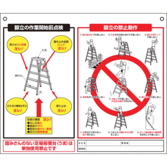 つくし 標識 「脚立の点検項目、禁止動作」(Tcode:7808801)
