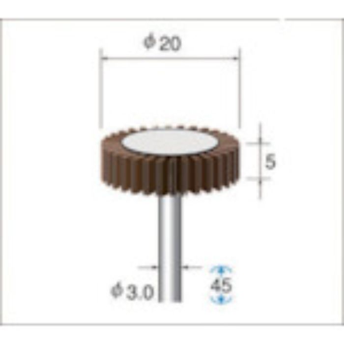 ナカニシ フラップサンダー(1Pk(袋)=5本入)粒度#120外径φ20幅5mm(Tcode:4768345)